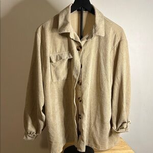 Nasty Gal Women's Tan Corduroy Button Down Shirt